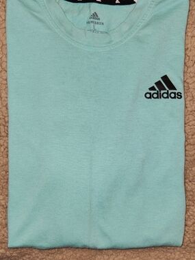 adidas Mint Blue Short Sleeve Tee with Black Logo